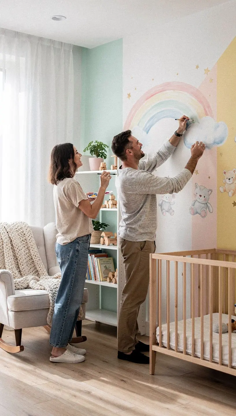 Gabinet z biurkiem, wygodnym fotelem i artystycznymi dekoracjami.